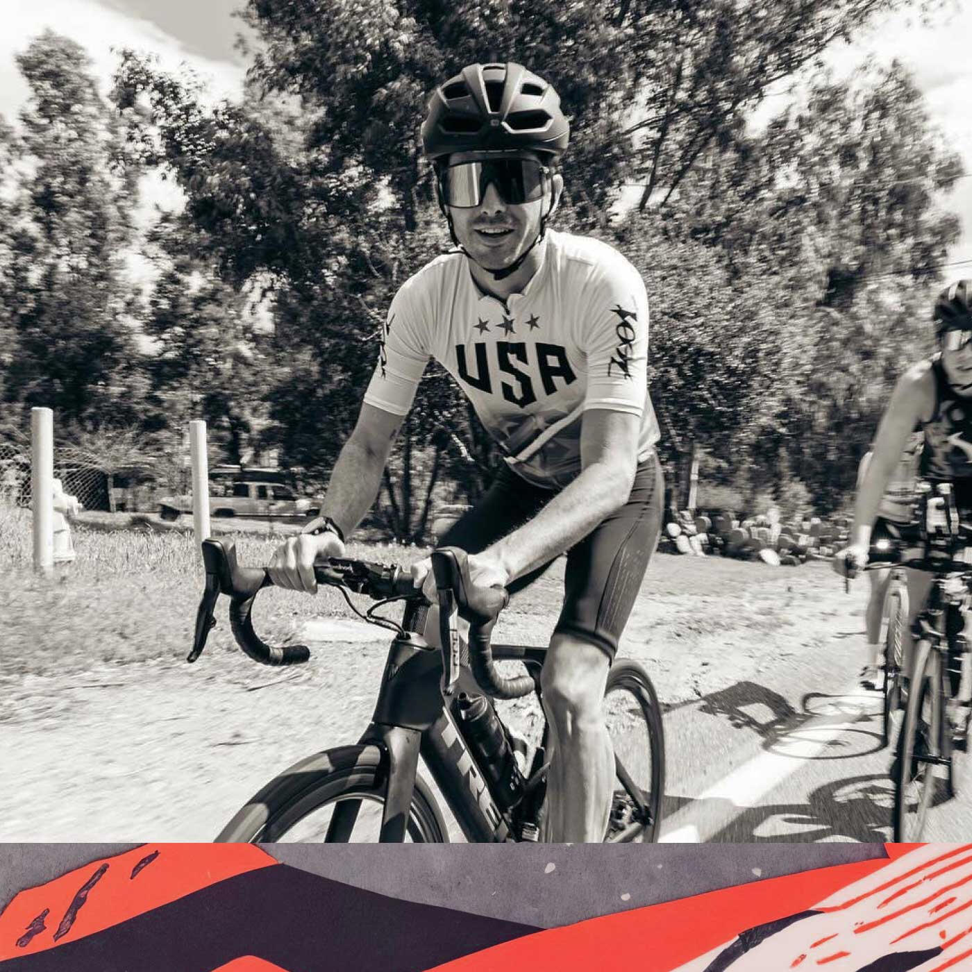 usa triathlete riding a bike